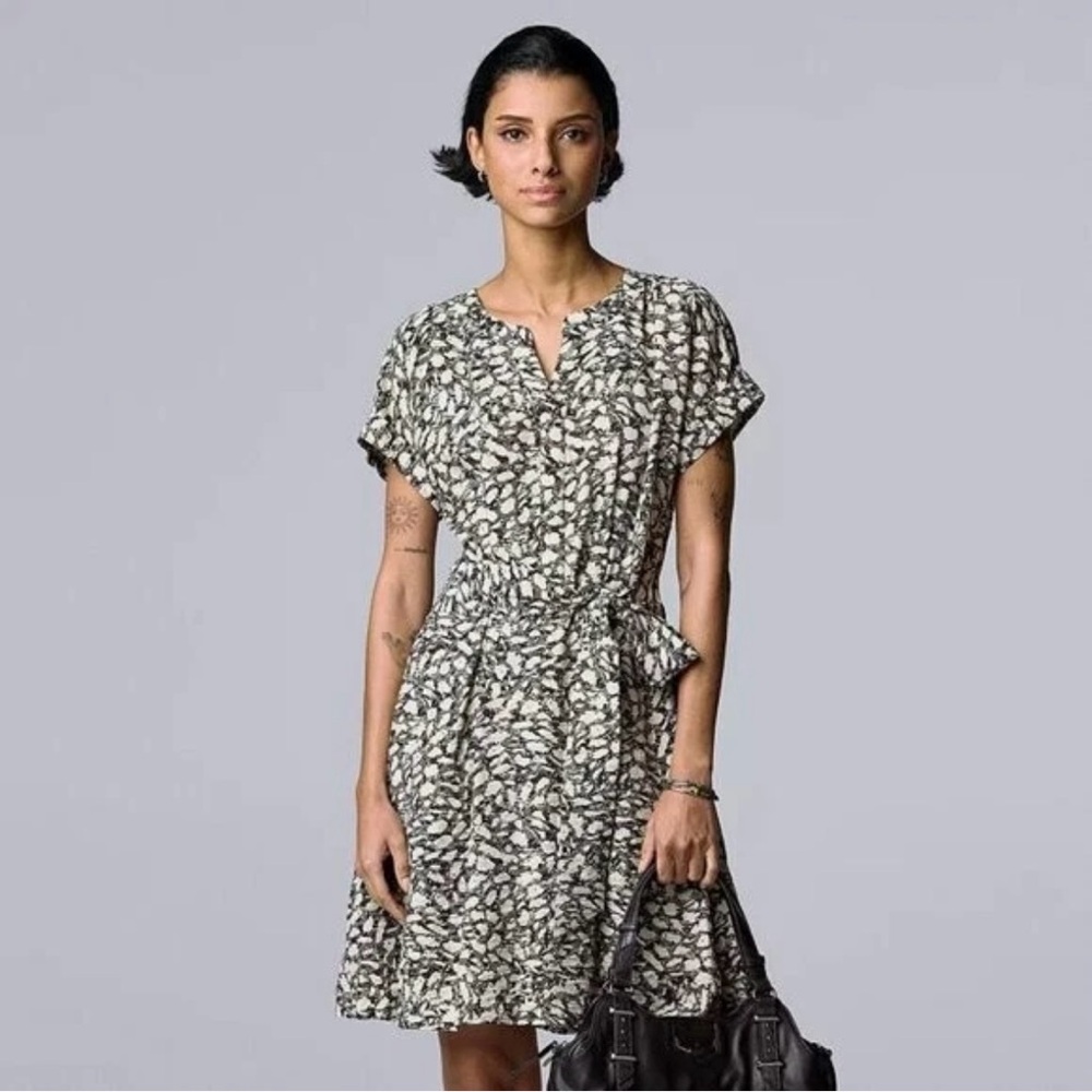 NAME YOUR PRICE • Simply Vera Vera Wang Black White Print Dress Size Large Lined